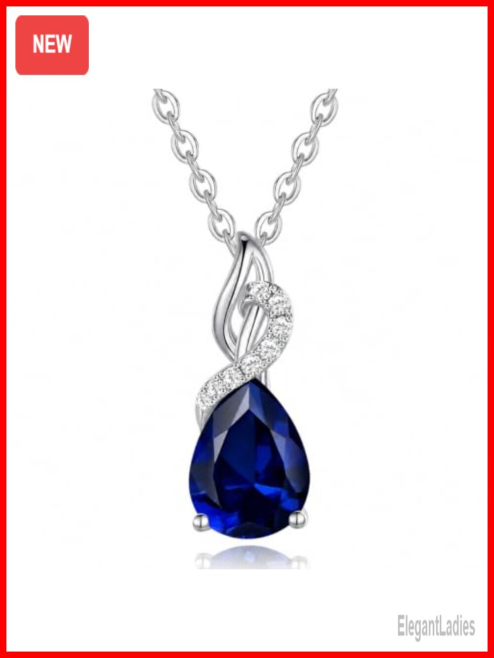 FANCIME 14K Solid White Gold Birthstone Diamond Pendant Necklace for Women